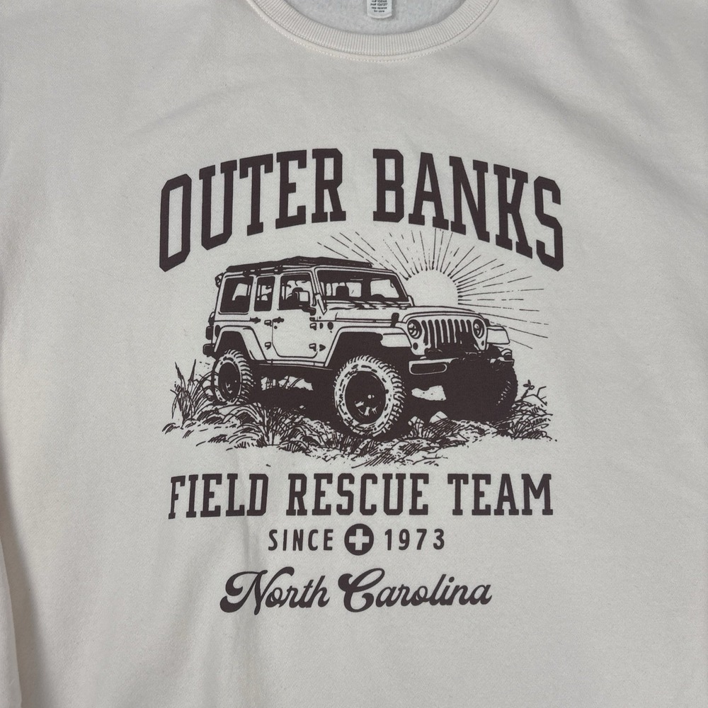 Full‎ Tilt Sweatshirt Cotton Poly  Size XL Cream w/ Brown Outer Banks logo - Picture 4 of 12